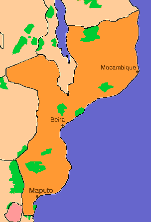 Mocambique mit Schutzgebieten